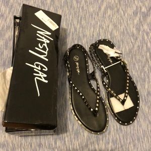 Studded Thong Sandal Black
